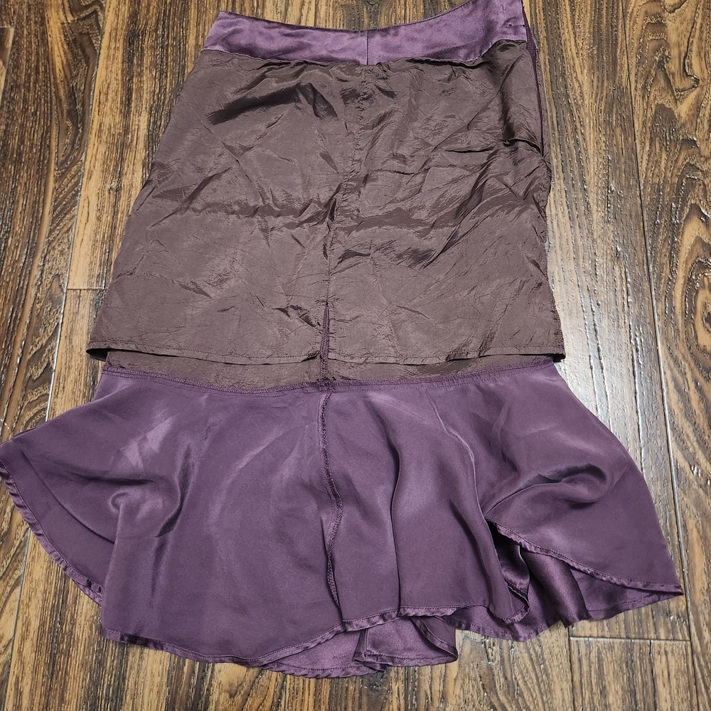 ayc By Joshua Faulk 100% Silk Purple Tiered Skirt Sz 6 EUC - Picture 11 of 13